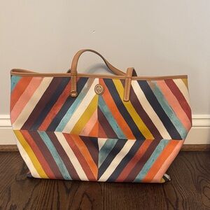 Tory Burch Colorful Striped Tote Bag